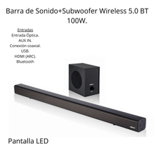 Cargar imagen en el visor de la galería, Barra de Sonido+Subwoofer Wireless 5.0 100W. Home Cinema - Marina Hogar