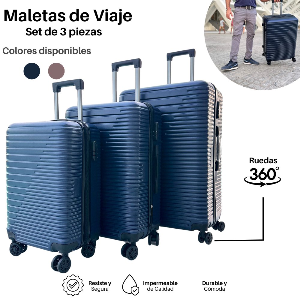 JUEGO 3 MALETAS DE VIAJE - Marina Hogar
