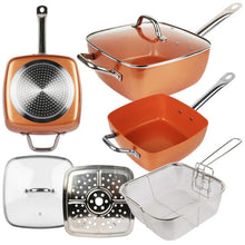 Cargar imagen en el visor de la galería, Sarten Cuadrada Antiadherente de Cobre - Marina Hogar