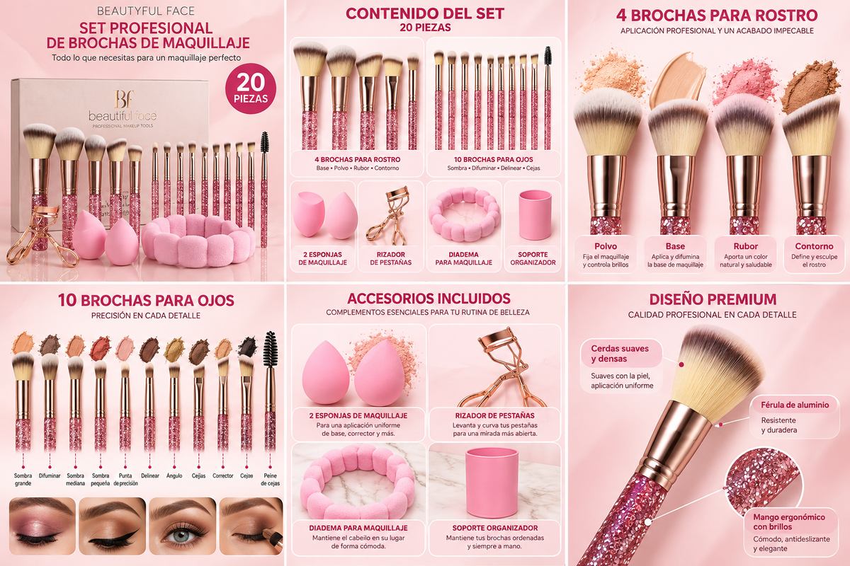 Set de Brochas de Maquillaje Profesional 23 Piezas