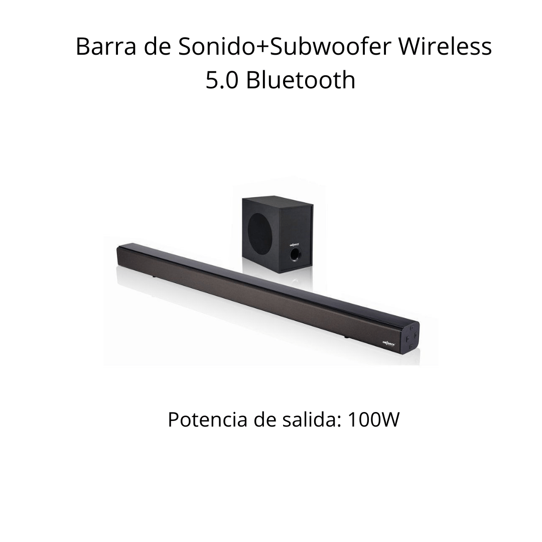 Barra de Sonido+Subwoofer Wireless 5.0 100W. Home Cinema - Marina Hogar