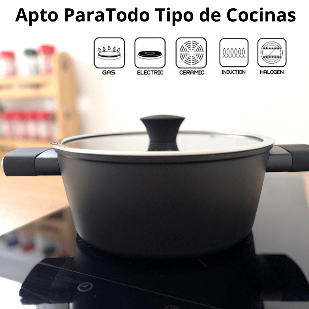 Batería de Cocina Inducción 10 Piezas – 5 Ollas y 5 Tapas – Antiadherente Titanio - Marina Hogar