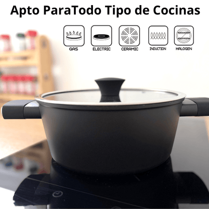 Batería de Cocina Inducción 10 Piezas – 5 Ollas y 5 Tapas – Antiadherente Titanio - Marina Hogar