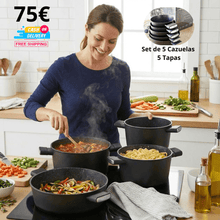 Cargar imagen en el visor de la galería, Batería de Cocina Inducción 10 Piezas – 5 Ollas y 5 Tapas – Antiadherente Titanio - Marina Hogar
