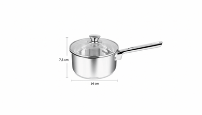 Cazo de Acero Inoxidable con Tapa – ø14 cm 1,1 L SANPIETRO - Marina Hogar