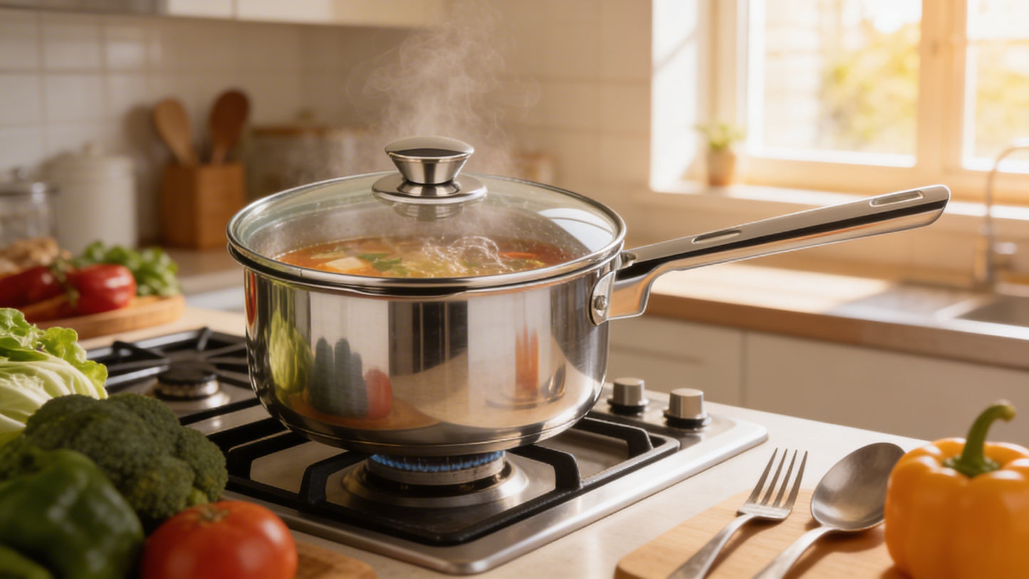 Cazo de Acero Inoxidable con Tapa – ø14 cm  1,1 L SANPIETRO