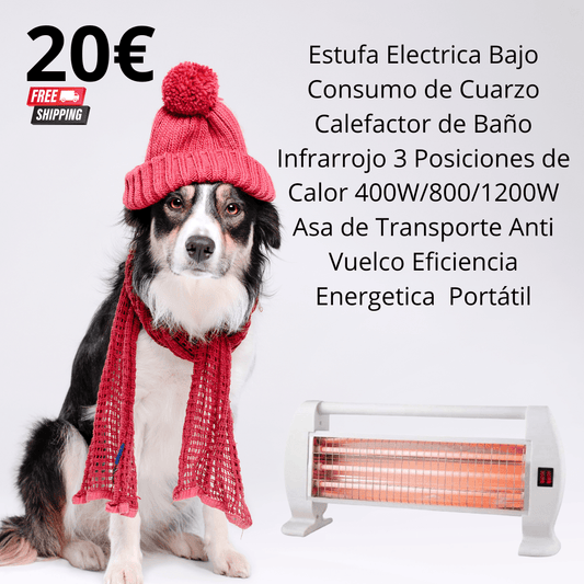 Estufa Electrica Bajo Consumo de Cuarzo Calefactor de Baño Infrarrojo 3 Posiciones de Calor 400W/800/1200W - Marina Hogar