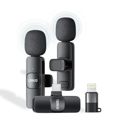 Micrófono Inalámbrico Lavalier Dual para iPhone y Android, Mini Micrófono de Solapa con USB - C - Marina Hogar