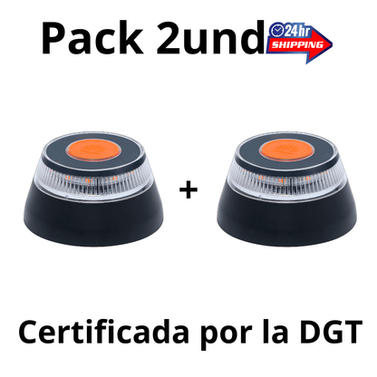 Pack de 2 Baliza Luz Emergencia Coche Homologado DGT, con SIM y Datos Pagados hasta 2038, Baliza v16 Homologada dgt con Geolocalizador - Marina Hogar