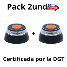 Cargar imagen en el visor de la galería, Pack de 2 Baliza Luz Emergencia Coche Homologado DGT, con SIM y Datos Pagados hasta 2038, Baliza v16 Homologada dgt con Geolocalizador - Marina Hogar
