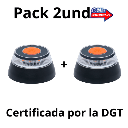 Pack de 2 Baliza Luz Emergencia Coche Homologado DGT, con SIM y Datos Pagados hasta 2038, Baliza v16 Homologada dgt con Geolocalizador - Marina Hogar
