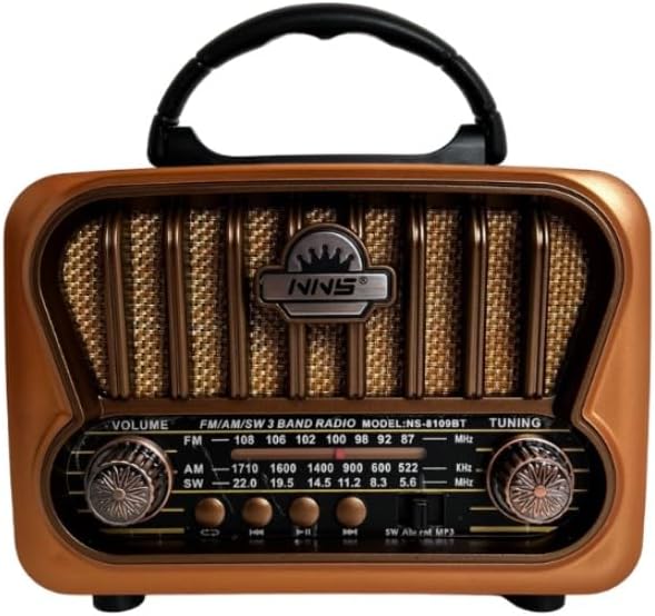 Radio Portátil Vintage AM/FM/SW con Bluetooth, NS - 8109BT - Marina Hogar