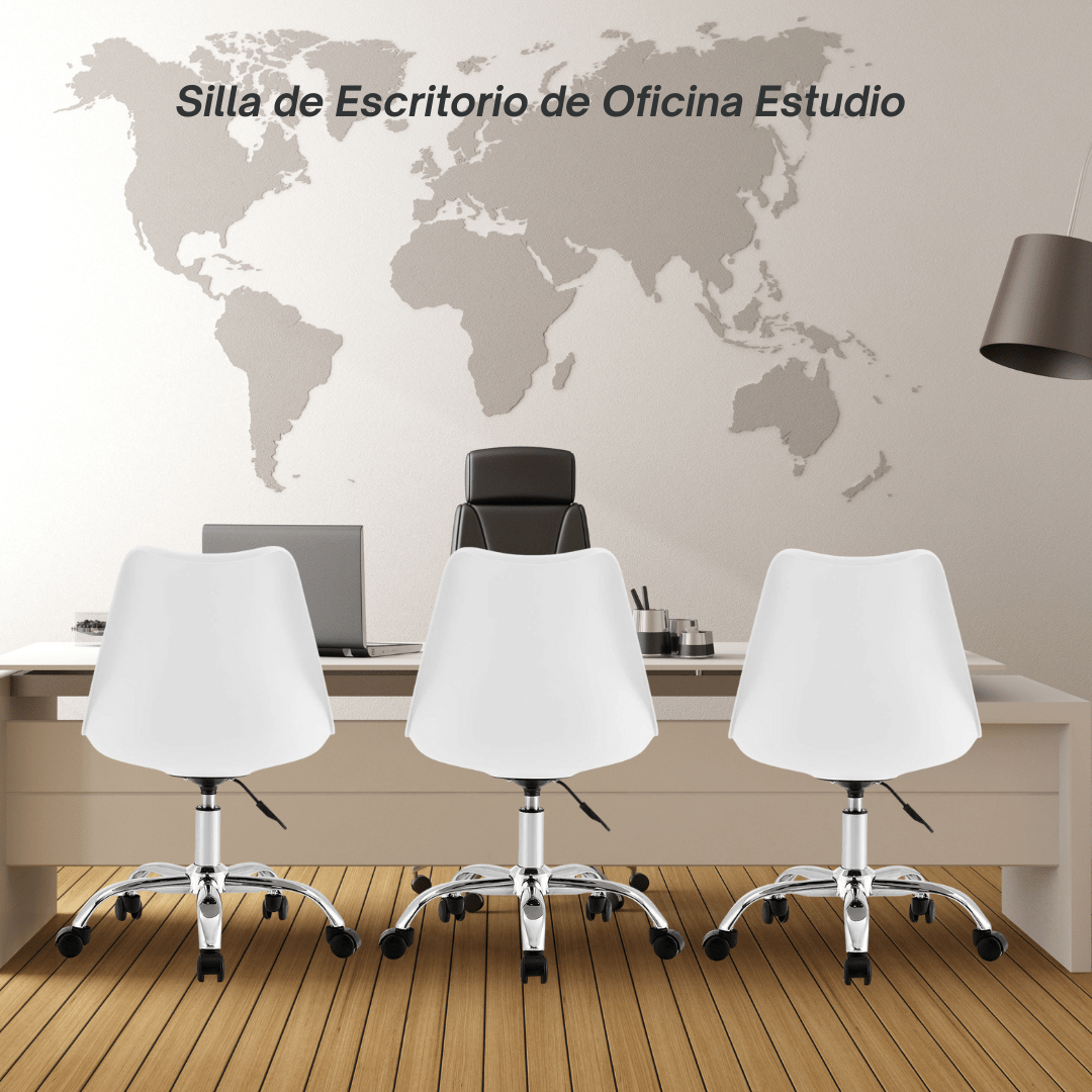 Silla de Escritorio Ergonómica con Ruedas Blanco MS3055 - Marina Hogar