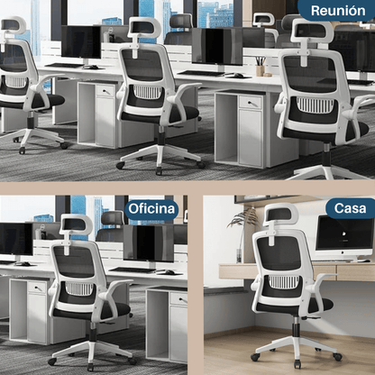 Silla de Oficina Blanca Escritorio Ergonómica Giratoria, Altura Regulable - Marina Hogar