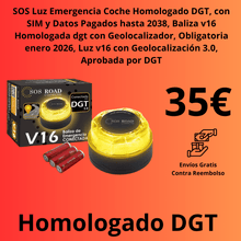 Cargar imagen en el visor de la galería, SOS Luz Emergencia Coche Homologado DGT, con SIM y Datos Pagados hasta 2038, Baliza v16 Homologada dgt con Geolocalizador - Marina Hogar
