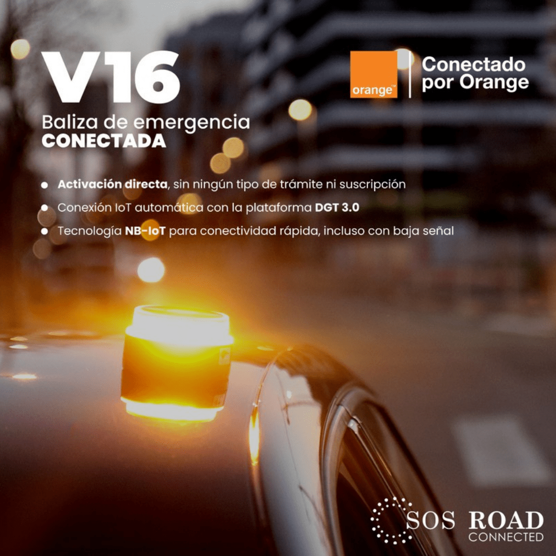 SOS Luz Emergencia Coche Homologado DGT, con SIM y Datos Pagados hasta 2038, Baliza v16 Homologada dgt con Geolocalizador - Marina Hogar
