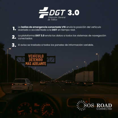 SOS Luz Emergencia Coche Homologado DGT, con SIM y Datos Pagados hasta 2038, Baliza v16 Homologada dgt con Geolocalizador - Marina Hogar