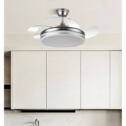 Ventilador Bayomo 59w 6980lm Niquel 4 Aspas Desp. 34,5/42x50/107 D.3 Color. Dc.remoto+Reg.Intensidad - Marina Hogar