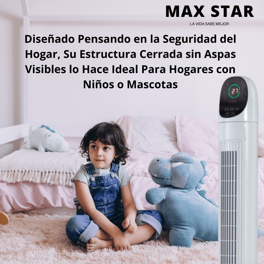 Ventilador de Torre Silencioso 86 cm con Pantalla LED, Temporizador Digital y Mando a Distancia | Oscilante, 3 Velocidades - Marina Hogar