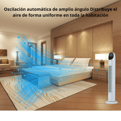 Ventilador de Torre Silencioso 86 cm con Pantalla LED, Temporizador Digital y Mando a Distancia | Oscilante, 3 Velocidades - Marina Hogar